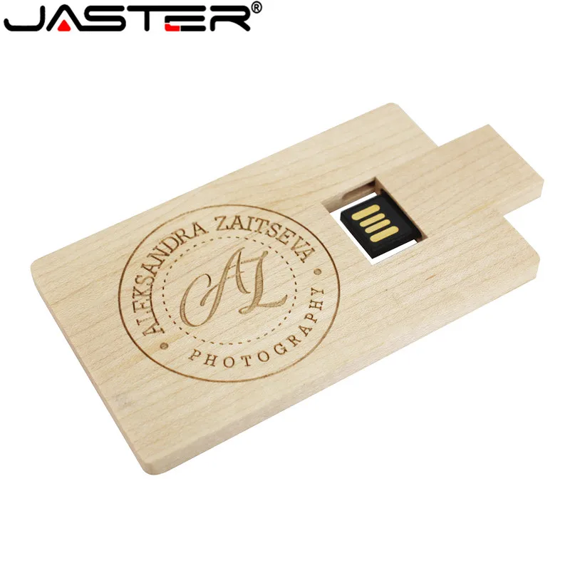 JASTER Custom Logo Pendrive Credit Card Usb Flash Drive Wood Pen Drive 8gb 16gb 32gb Gift Usb Stick (over 1pcs free logo )