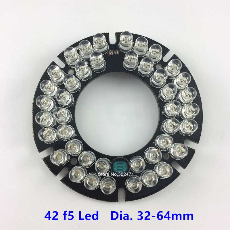 42 LED 5mm Infrared IR Led Board For Camera 90 Degree Bulb.CY42F5-90A Dia.32-64mm