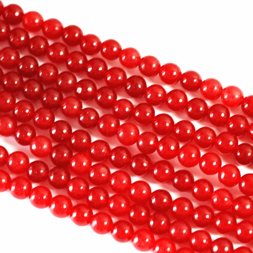 Natural red jades stone smooth round chalcedony loose beads 4mm 6mm 8mm 10mm 12mm 14mm high grade jewelry making 15inch B31