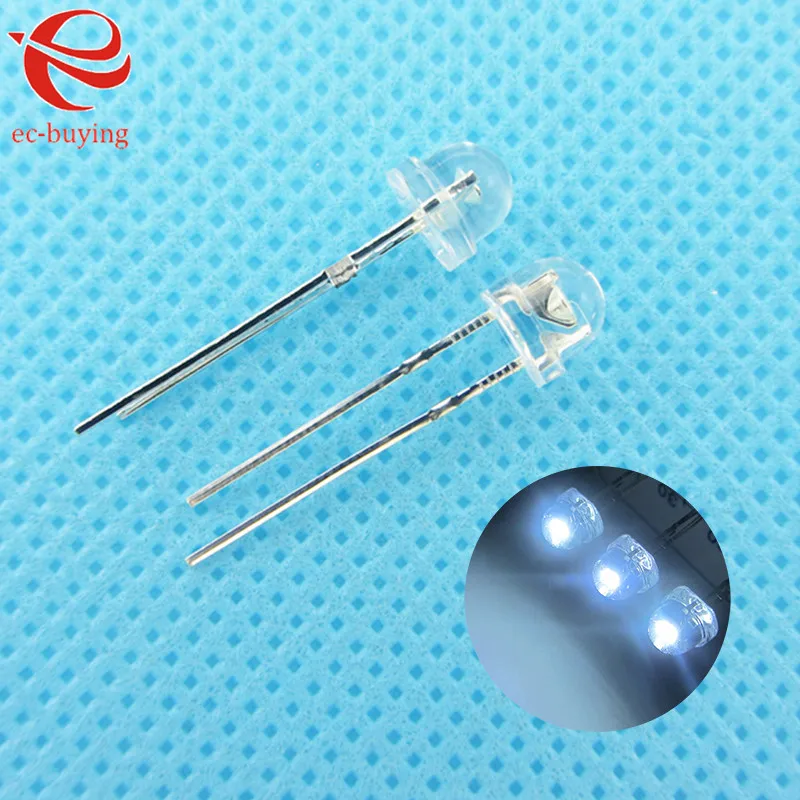 20pcs/lot F5 5mm White Straw Hat Light Emitting Diode Ultra Bright LED Lamp Bead Plug-in DIY Kit Practice Wide Angle 5 mm