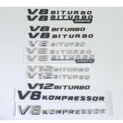 Fender Sides Letters V8 V12 BITURBO 4MATIC KOMPRESSOR TURBO Emblems Badges for Mercedes Benz AMG