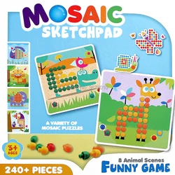 3D Puzzles mosaic sketchpad 240pcs Mosaic Mushroom Nail Kit 8 Animal Scenes Funny a variety of mosaic puzzles Educational toys