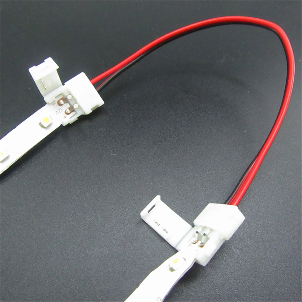 LED Strip Connector 8mm 2pin 2 Connector with Wire Free Welding Connector For 3528 / 2835 LED Strip 10pcs/lot