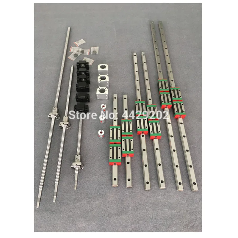 EU RU Delivery 6 set HGR20 Square Linear guide rail HGR20 - 400/700/1000mm+ SFU1605 - 400/700/1000mm Ballscrew+ BK/BF12 CNC part