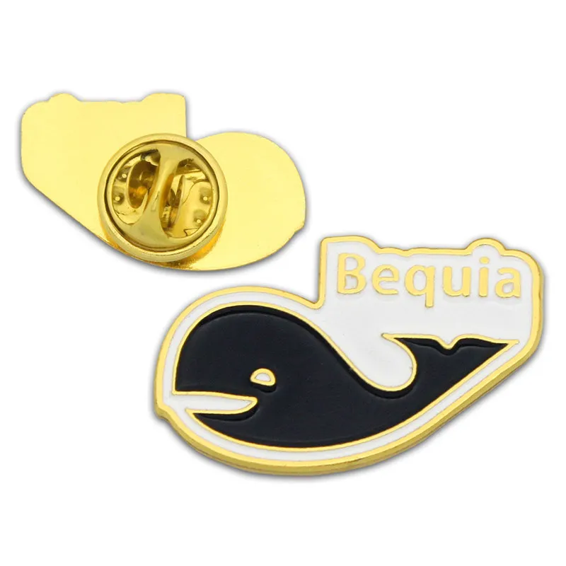 Manufacturer custom animal logo badge plating paint gold badge back butterfly buckle