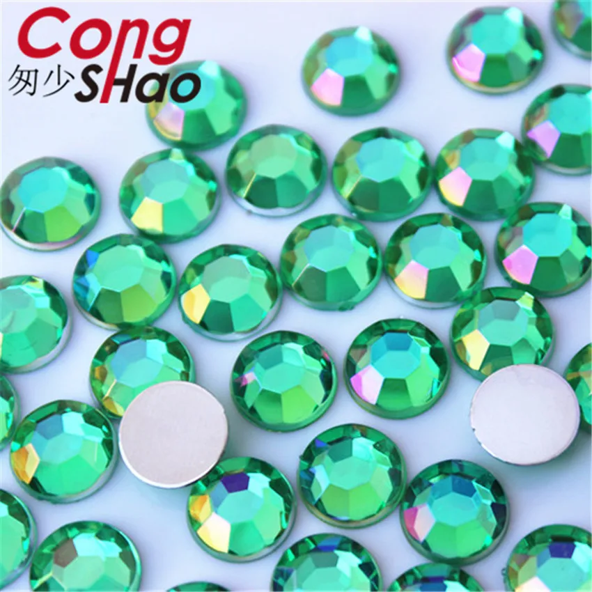 Superior quality 50pcs 10mm stones AB crystals Round Flat Back Acrylic AB Rhinestones Costume Face Decorations Face Gems WC656