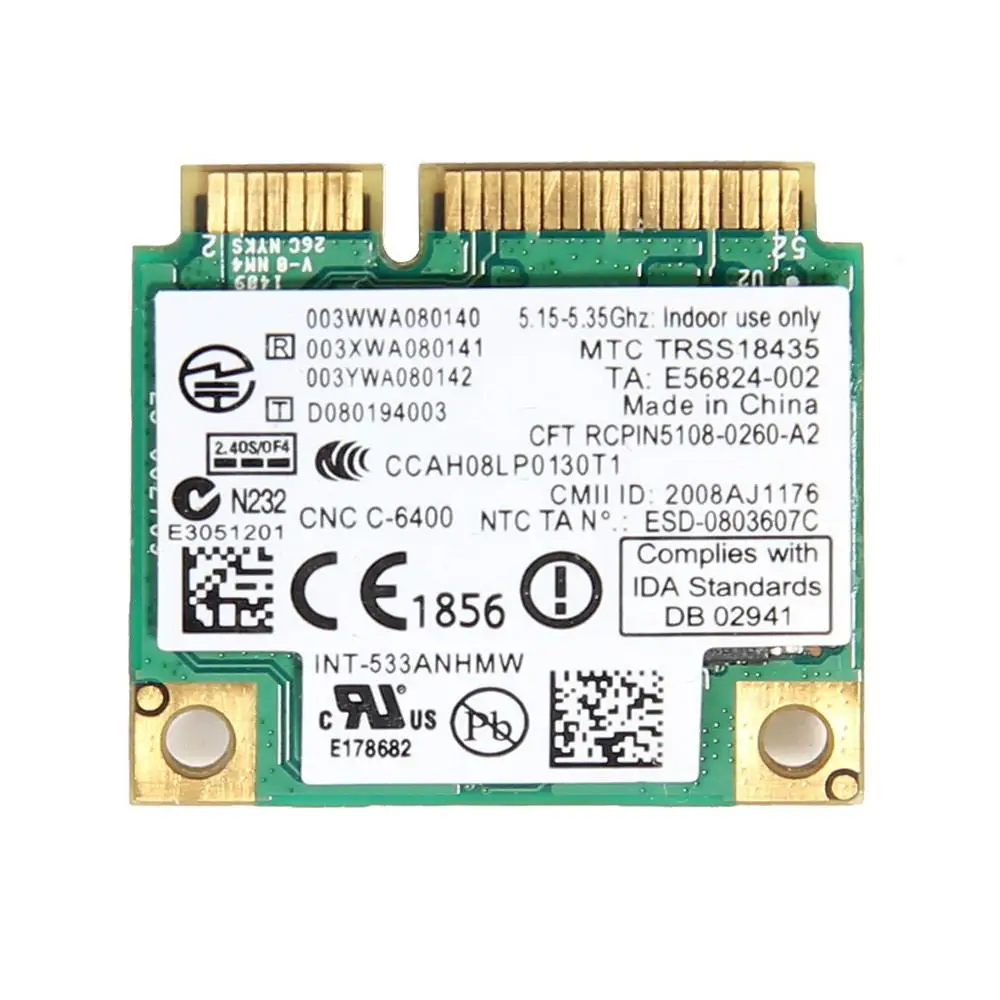 Original version of the half-height Intel WIFI Link 5300AGN wireless card 802.11 a/54M  g/54mM /802.11 Draft-N