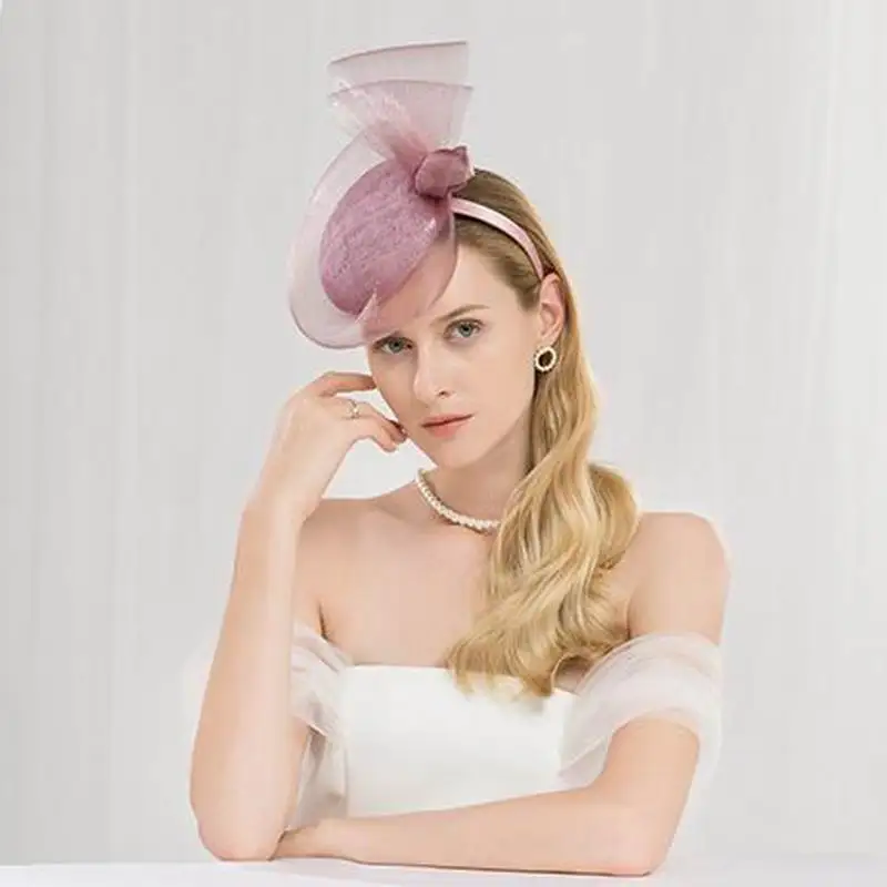 

Light Purple Sinamay Church Hats Women Elegant Fascinators For Wedding Ladies Hat Fedora Black Derby Chapeau Vintage Party