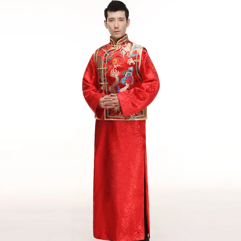 Fantasia masculina tradicional chinesa, traje masculino de casamento