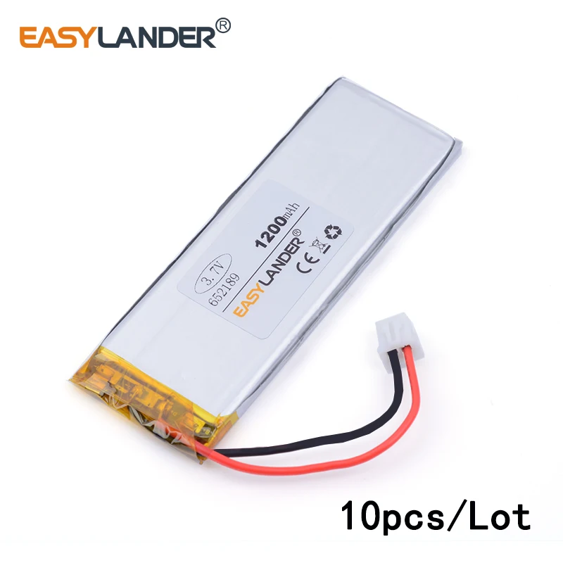 10pcs /Lot XHR-2P 2.54 652189 1200mAh 3.7V Rechargeable Lithium Li-ion Polymer Battery