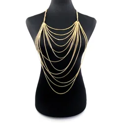 Multi Layer Body Chains For Women Statement Fashion Rhinestone Body Chain Jewelry