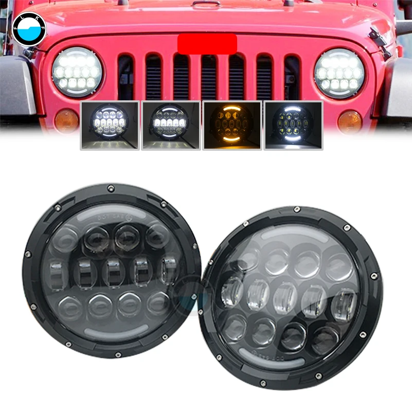 

7 inch LED Headlights For Kenworth T2000 T-2000 1998-2010 Tractor Trailer Truck Lamps 7" 105W led headlight For lada niva 4x4 .