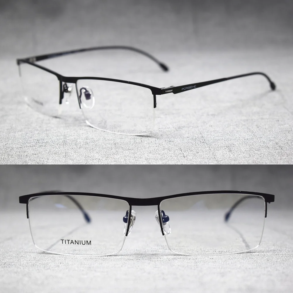 Men Spring Hinges Titanium Alloy Eyeglass Frames Half Rimless Glasses Rx able Spectacles  Prescription Glasses