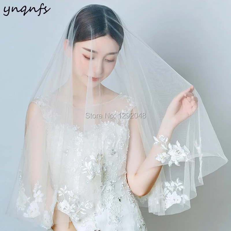 YNQNFS V66 Real Pictures white Lace Bridal Veil   Hair Decoration Wedding Accessories Voile de Mariee Velo  Women's veil