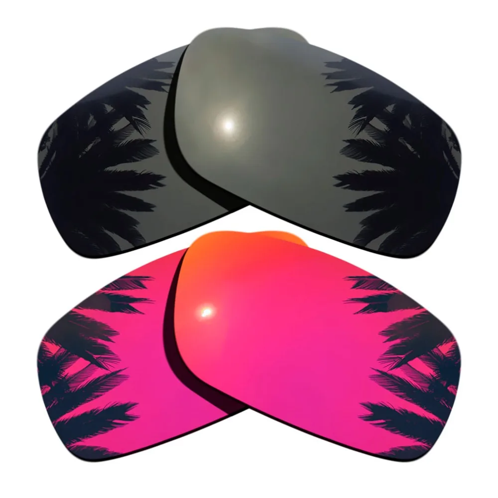 (Black+Midnight Sun Mirrored Coating) 2-Pairs Polarized Replacement Lenses for-OAKLEY Crankshaft 100% UVA & UVB Protection