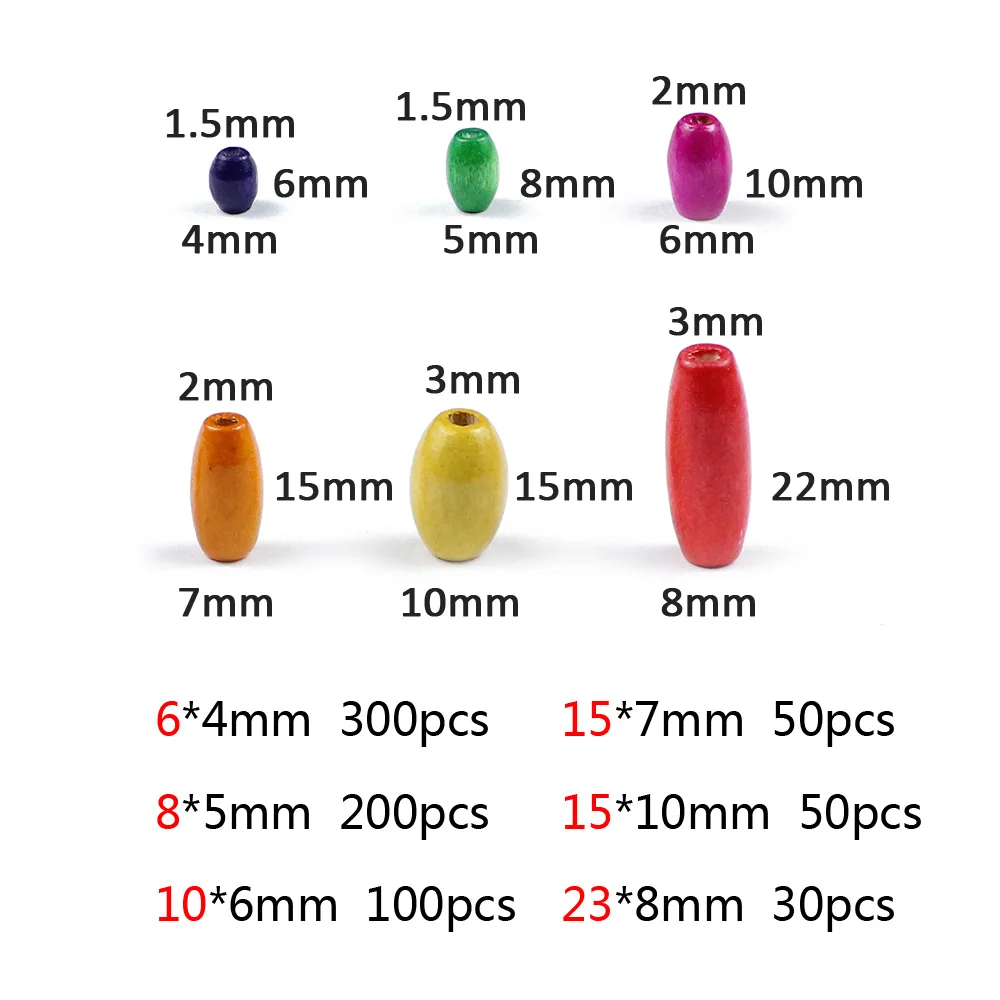 23*8/10*6/8*5/6*4mm 30~300pcs Oval DIY Cheap Beads Handmade Colored Natural Wood Beads For Bracelet Necklace Jewelry Making