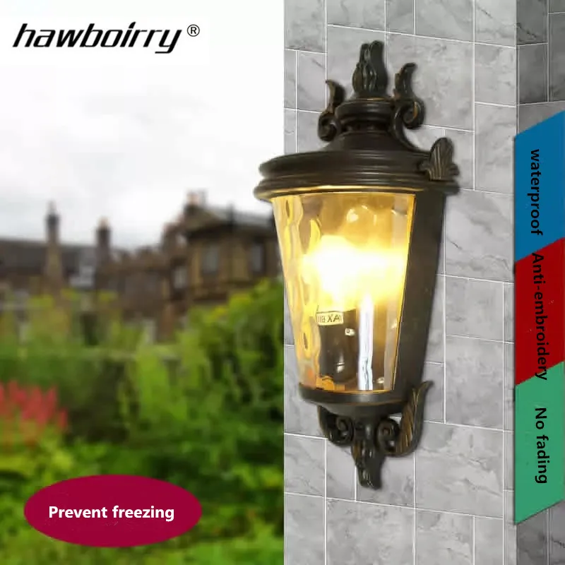 HAWBERRY American Simple Outdoor Wall Lamp Waterproof Garden European Vintage Balcony Light Wall Mounted Hallway Light