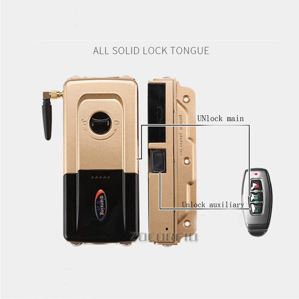 Double control Wireless Security Invisible Keyless Entry electronic Door Lock Home Smart Remote Control smart Lock with 2 Remote