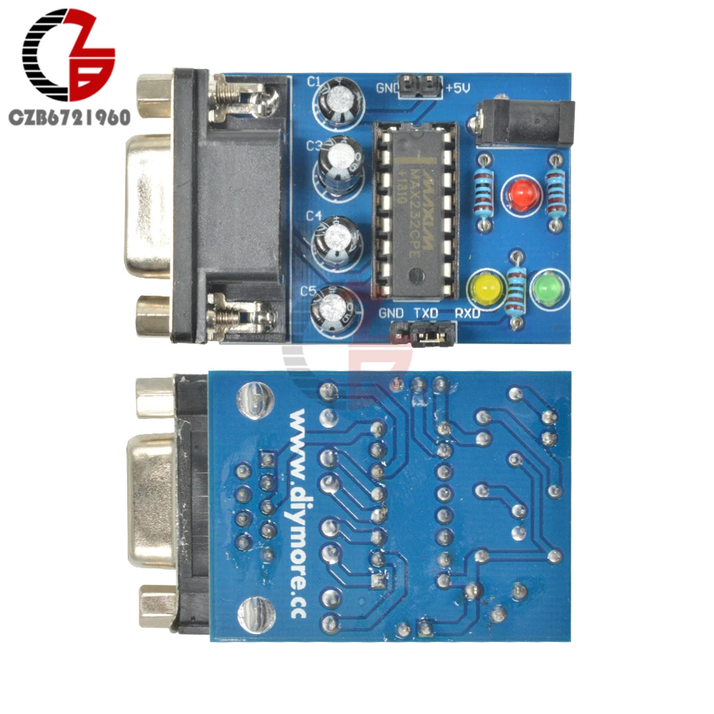 RS232 to TTL Converter Module MAX232CPE MAX232 Transfer Chip DB9 Serial Board Power RXD TXD LED Light Indicator Dupont Cable