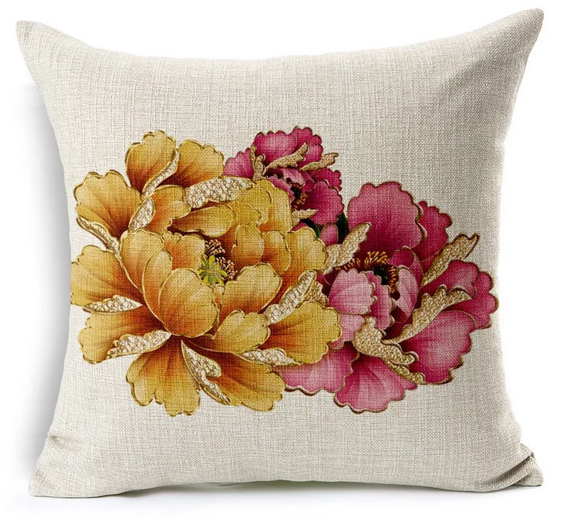 Plant bright flowers Colorful  Pillow Cover Pillow case home decorative Linen Pillow Cushion Cover sofa Cushion