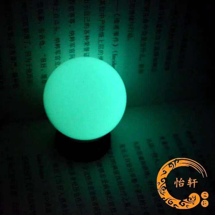 Fine original stone, fluorite, Shiyuanshi faguang sphere , night light hand carved ball with wood stand