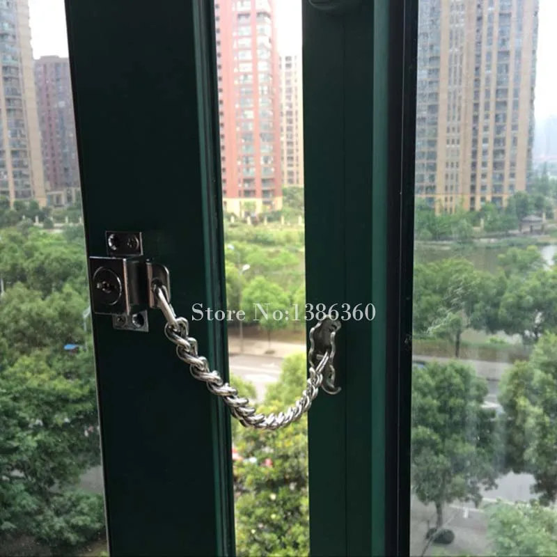 Wholesale DHL 12PCS Stainless Steel Casement Window Window Restrictors Child Safety Security Chain Lock Keyed Alike JF1148