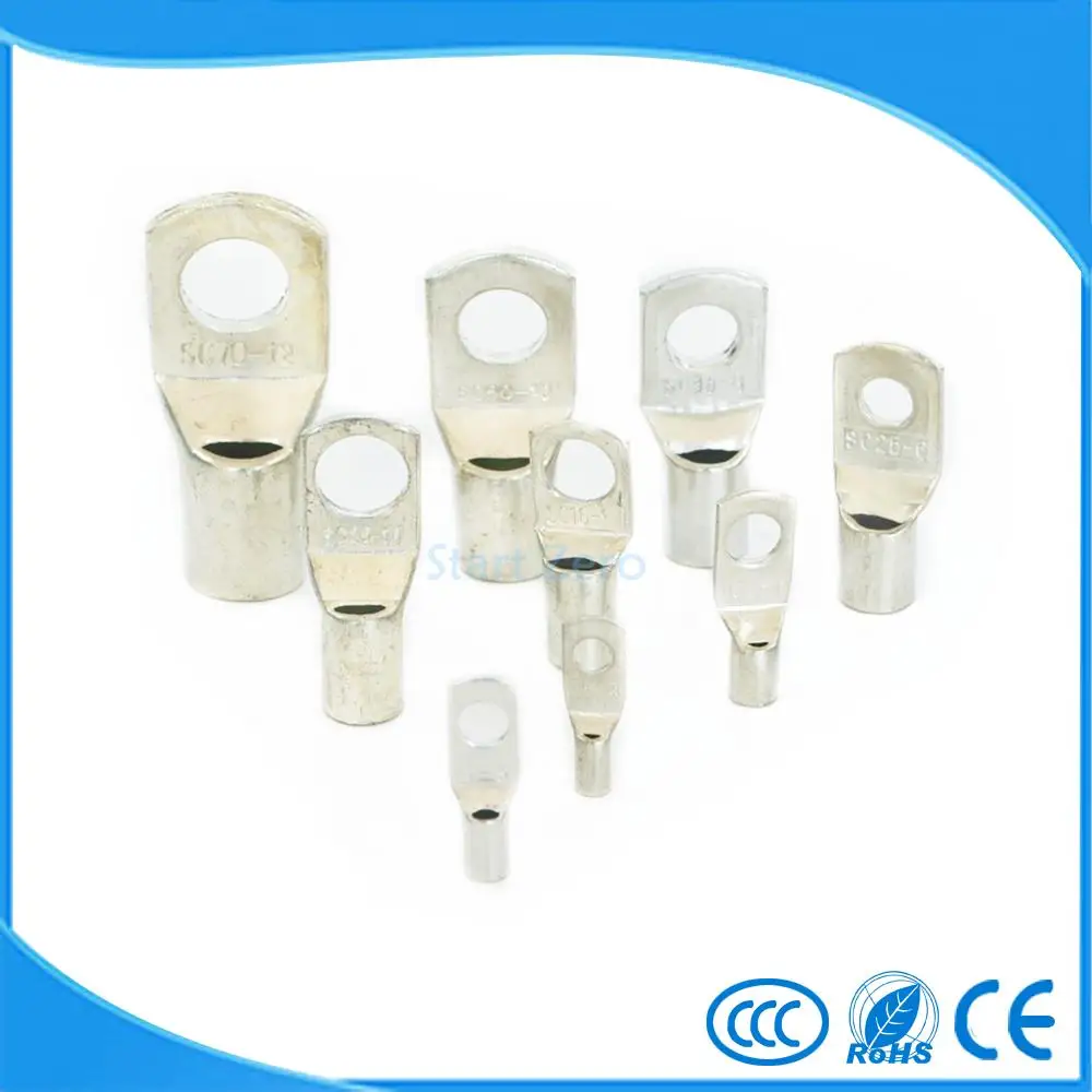 10/50/100pcs SC 2.5-4  Bolt Hole Tinned Copper Cable lugs Battery Terminals  2.5mm wire