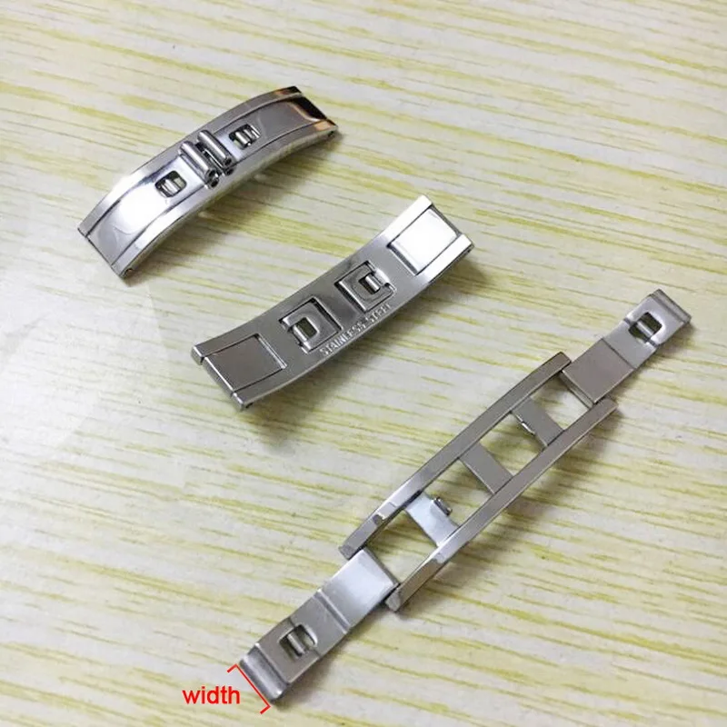 304 Metal Watch Band Buckle 4mm 5mm 6mm Watchband Strap Silver Black Stainless Steel Clasp Butterfly Button Accessories