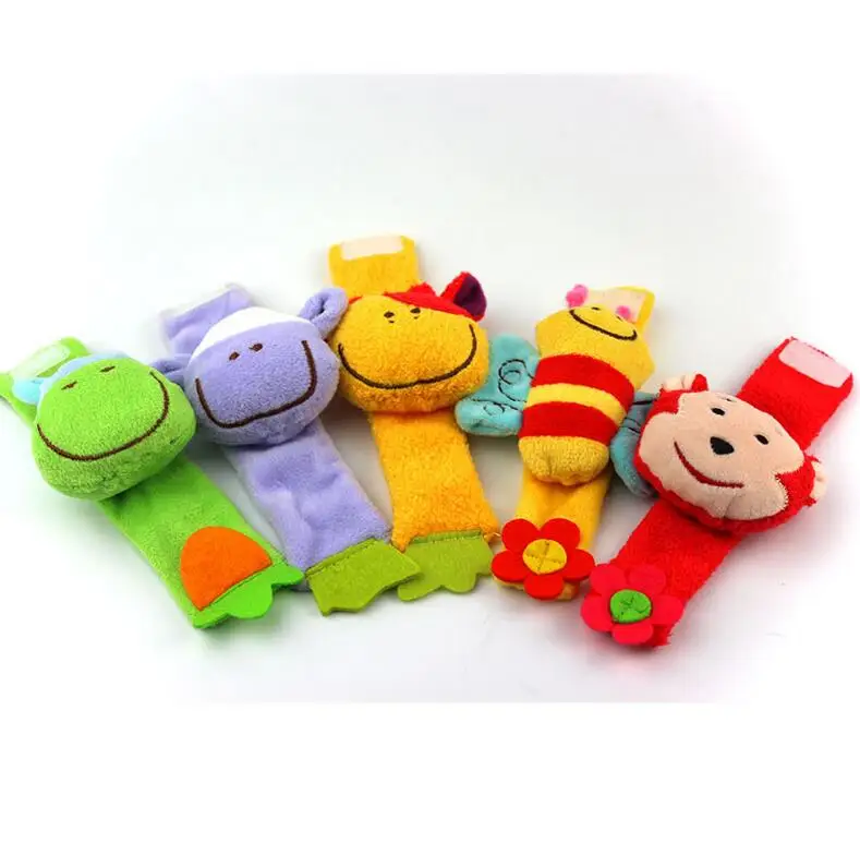 Infant Learning Toy Infant Newborn Baby Wrist Watchs Baby Toy Hand Wrist Strap Soft Animal Baby Rattles Christmas Gift I0044