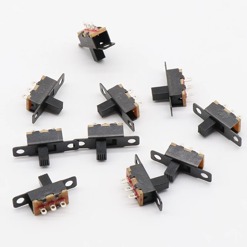 20 pces quentes 5v 0.3a mini tamanho preto spdt slide switch para pequeno diy power