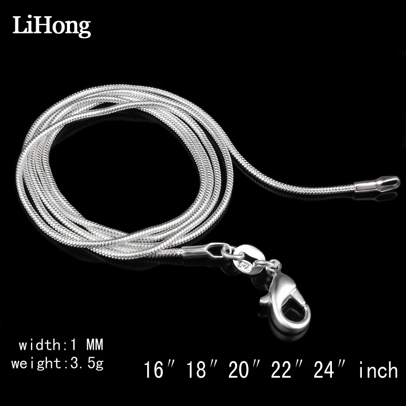 Wholesale Price 925 Sterling Silver Necklace Silver Fashion Jewelry Snake Chain 1mm Necklace (16