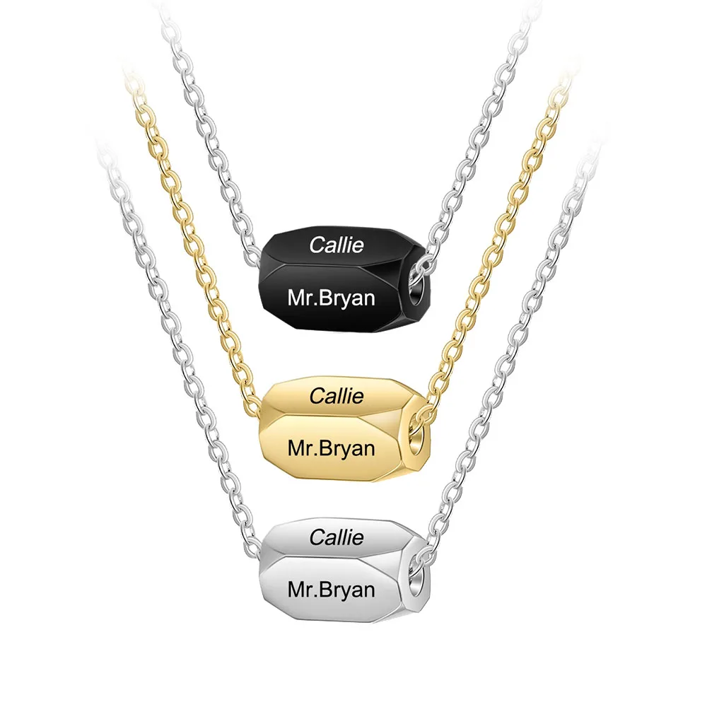 Personalised Gift 3 Color Engraved Name Necklace Strip Pendant Fashion Stainless Steel Necklaces & Pendants (JewelOra NE103090)