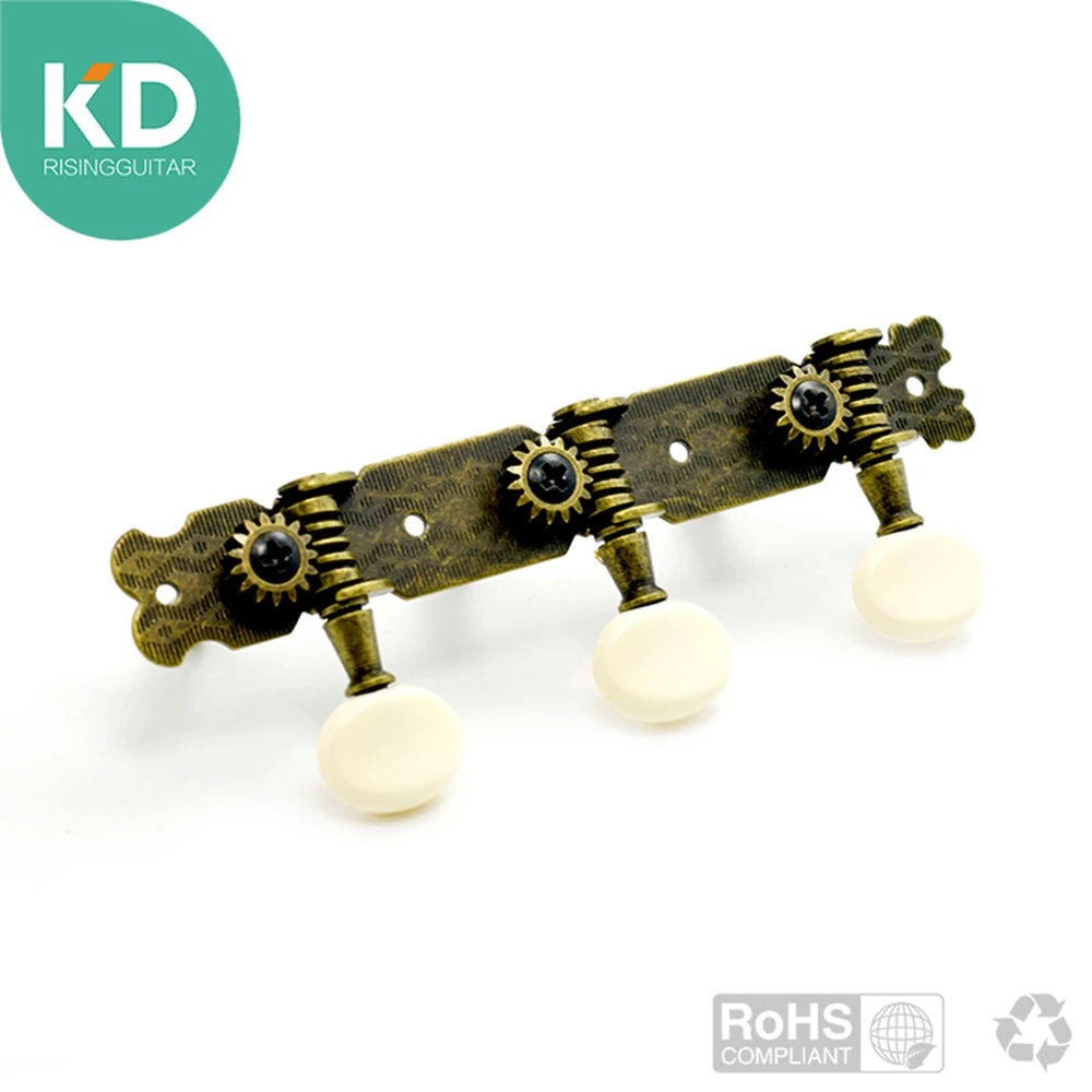 KD Classical Guitar Tuning Peg Antique Bronze Guitar Pegs Oval Button Machine Head Guitar Repair Parts Accessories