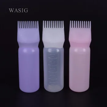120 ml Plastic Haarverf Vullen Fles Applicator met Afgestudeerd Kam Borstel Doseren Kit Salon Haarkleuring Styling Tools