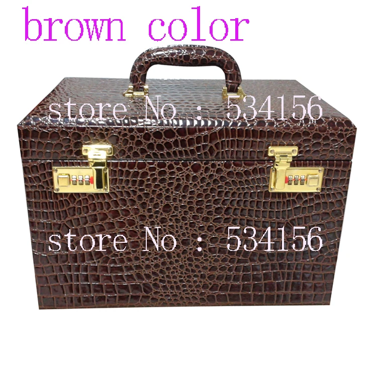 brown luxury PU 5 layer leather jewelry box  watch  gifts necklaces pendants earrings jewelry holder gift box (41*27*28cm)