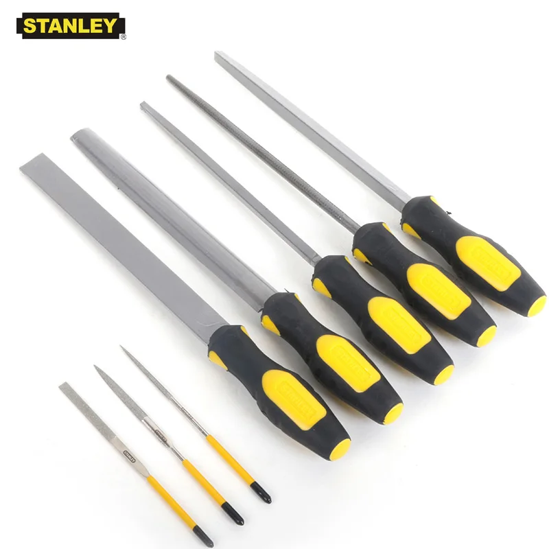 Stanley 8pc file set flat half round triangular files kit with pouch for jewelry glass metal working carpentry tools woodworking