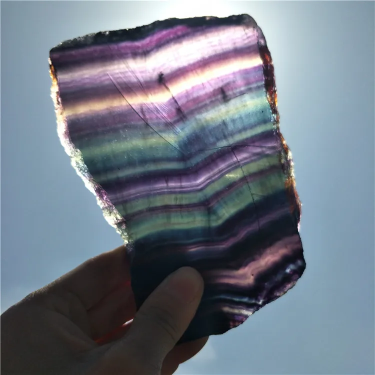 large colorful fluorite plate beautiful fluorite slice specimen natural stones and minerals crystal fluorite as gift multicolor