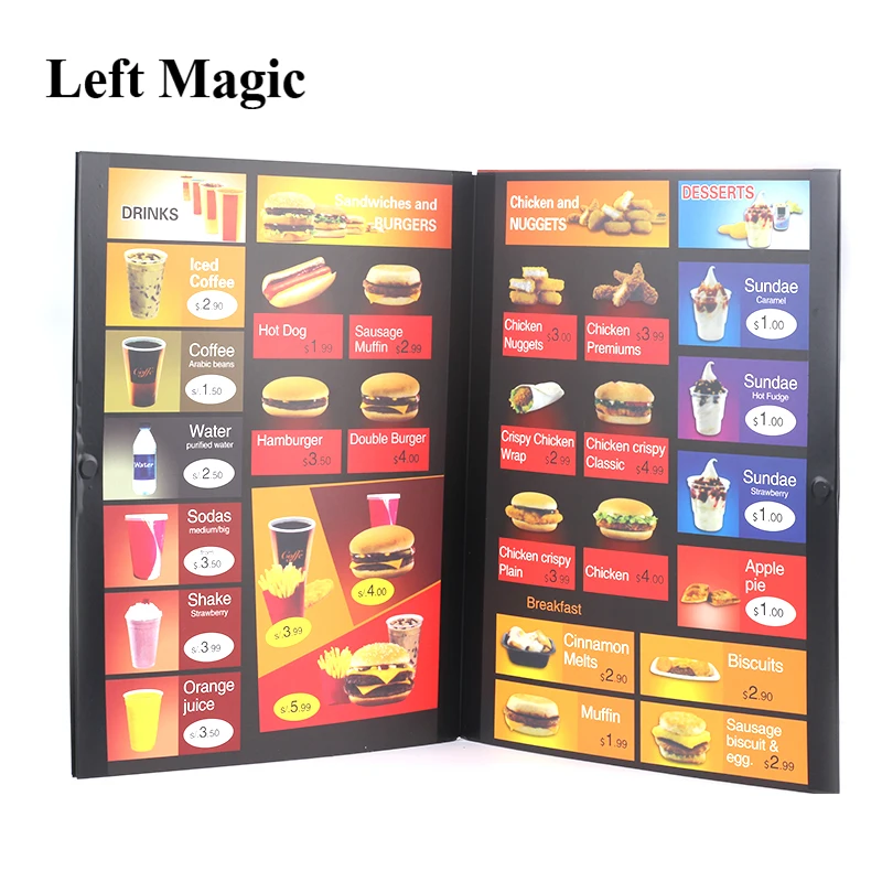 Food To Go Magic Tricks Super Hamburg Takeaway Street Close-Up Stage Magic Props Accessories Mentalism Gimmick G8199