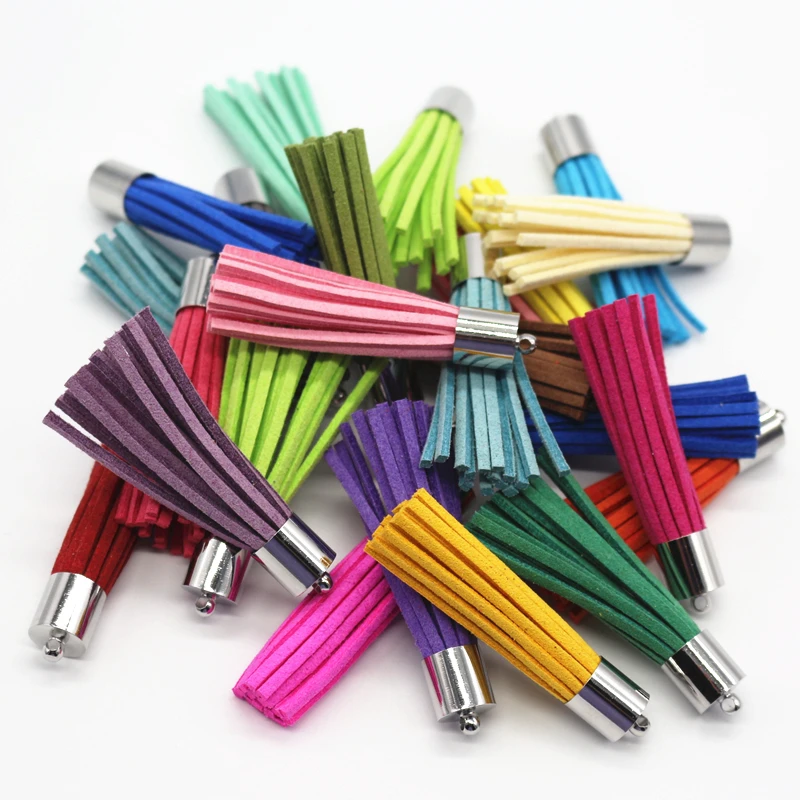 50mm Long Suede Tassel 30pcs Leather Tassels For Keychain Cellphone Straps Jewelry Charms Diy Necklace Accessories Bag Pendants