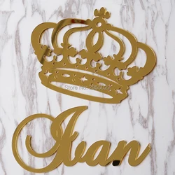 Personalized Mirror Acrylic Princess Crown wall hanging Sign with name Wedding Gift, custom family sign