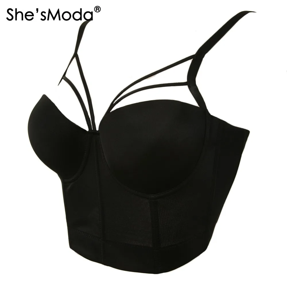 She'sModa Basic Smooth Cut Cross Spandex Push Up Bralet Women's Bustier Bra Cropped Top Vest Plus Size