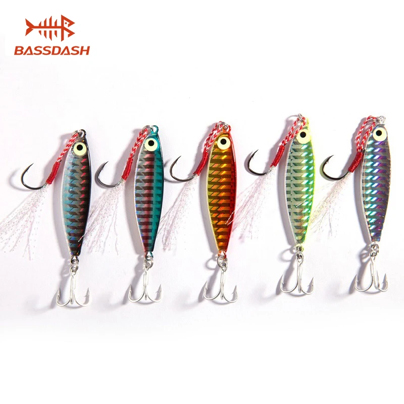 Bassdash Jigging Lure Metal Surface Long Casting Crankbait Jerkbait Spinning Fishing Jigs Jig Lures, 7/10/15/20g, One Piece