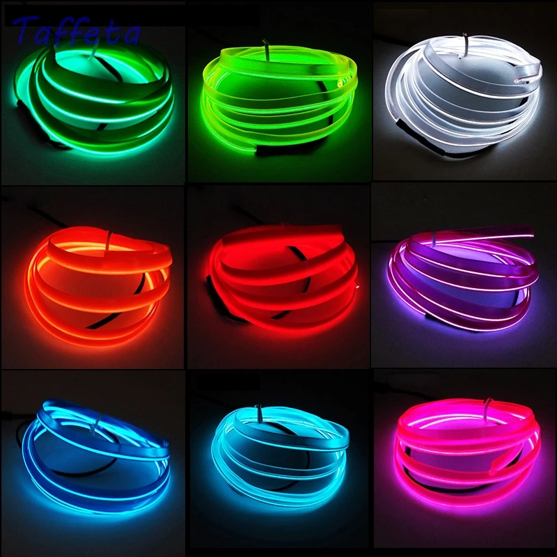 2M EL Wire Rope Tube Flexible Neon Light Glow Party Dance Car Decorate Colorful with Drive box DC12V