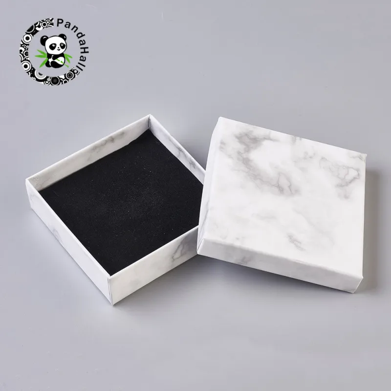 18/24pcs Rectangle/Square Marbling Paper Cardboard Jewelry Boxes for Necklace Bracelet Earring Ring Gift Box Storage