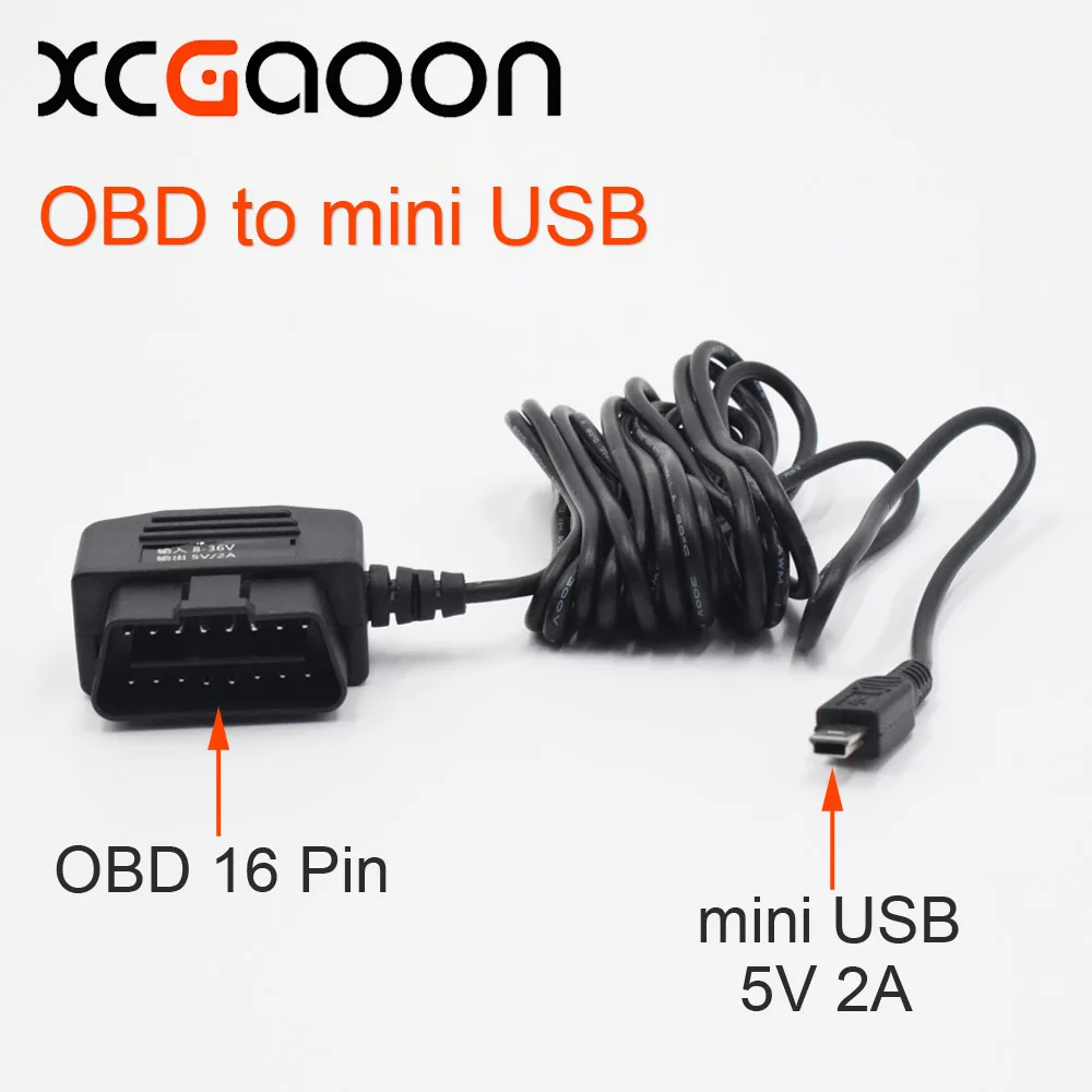 XCGaoon 10 piece New Car Charger OBD 16 Pin DC Converter Module 12V 24V To 5V 2A with mini USB Cable, Low Voltage Protection