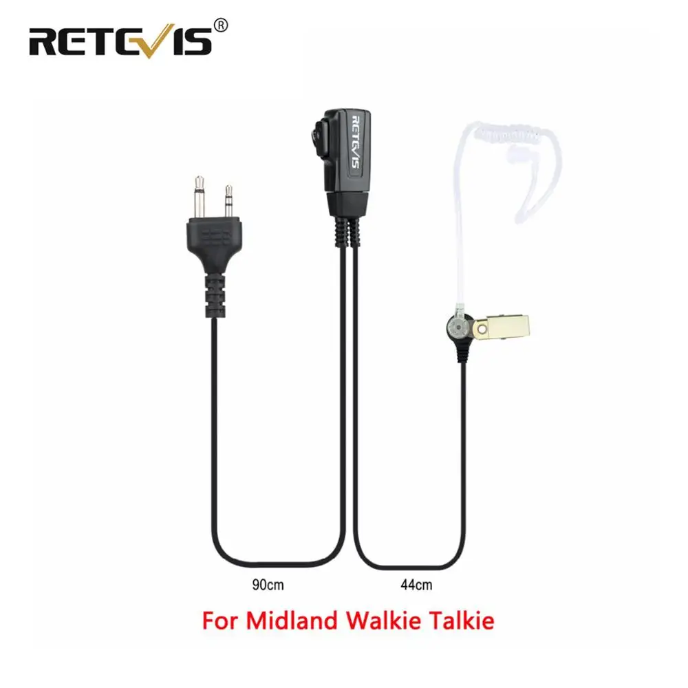 Retevis 2Pin Covert Acoustic Tube Earpiece PTT Microphone Headset For MIDLAND G6/G7/G8 GXT 450/650 LXT80/112 Walkie Talkie