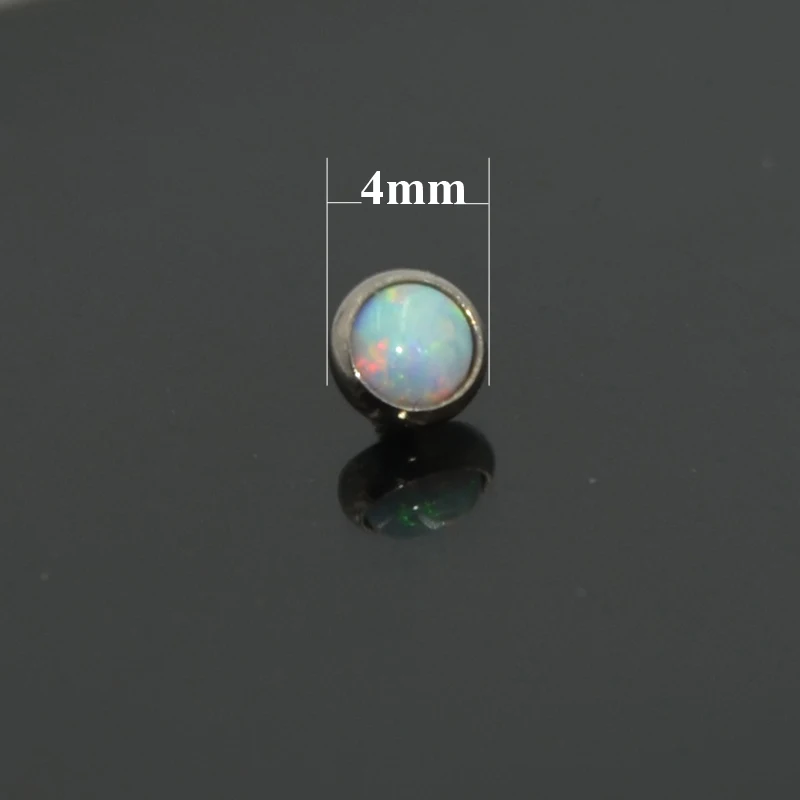 2 Pieces 100% Titanium Fire Opal Micro Dermal Piercings Dermal Anchor Top Skin Diver Replaceable Tops Piercing Body Jewelry