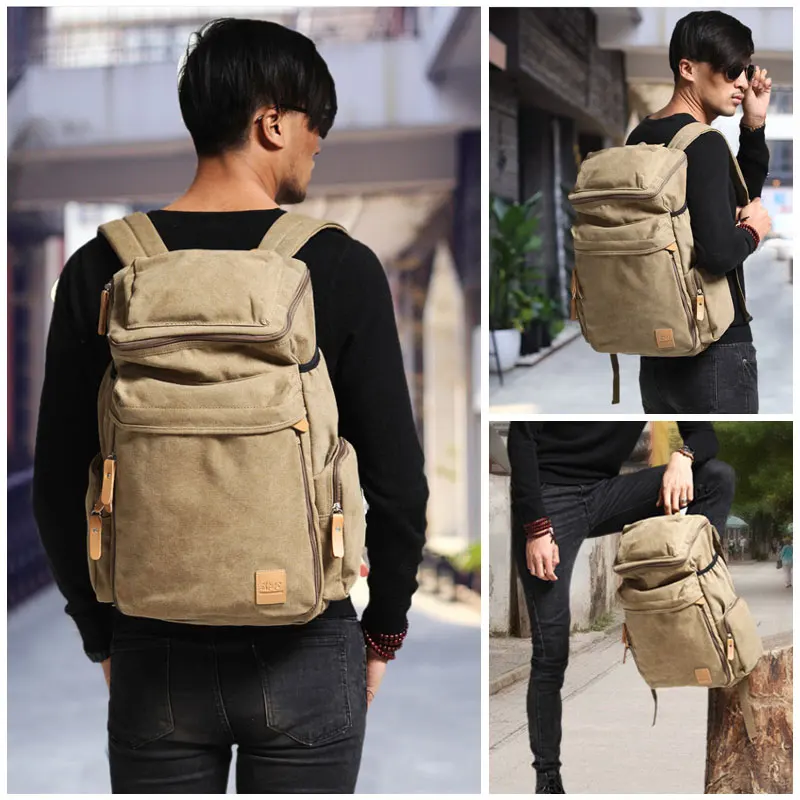 Top Quality Casual Men\'s Backpack Fashion Canvas Students School Shoulder Bag Laptop Rucksack Large Travel Backpacks korean