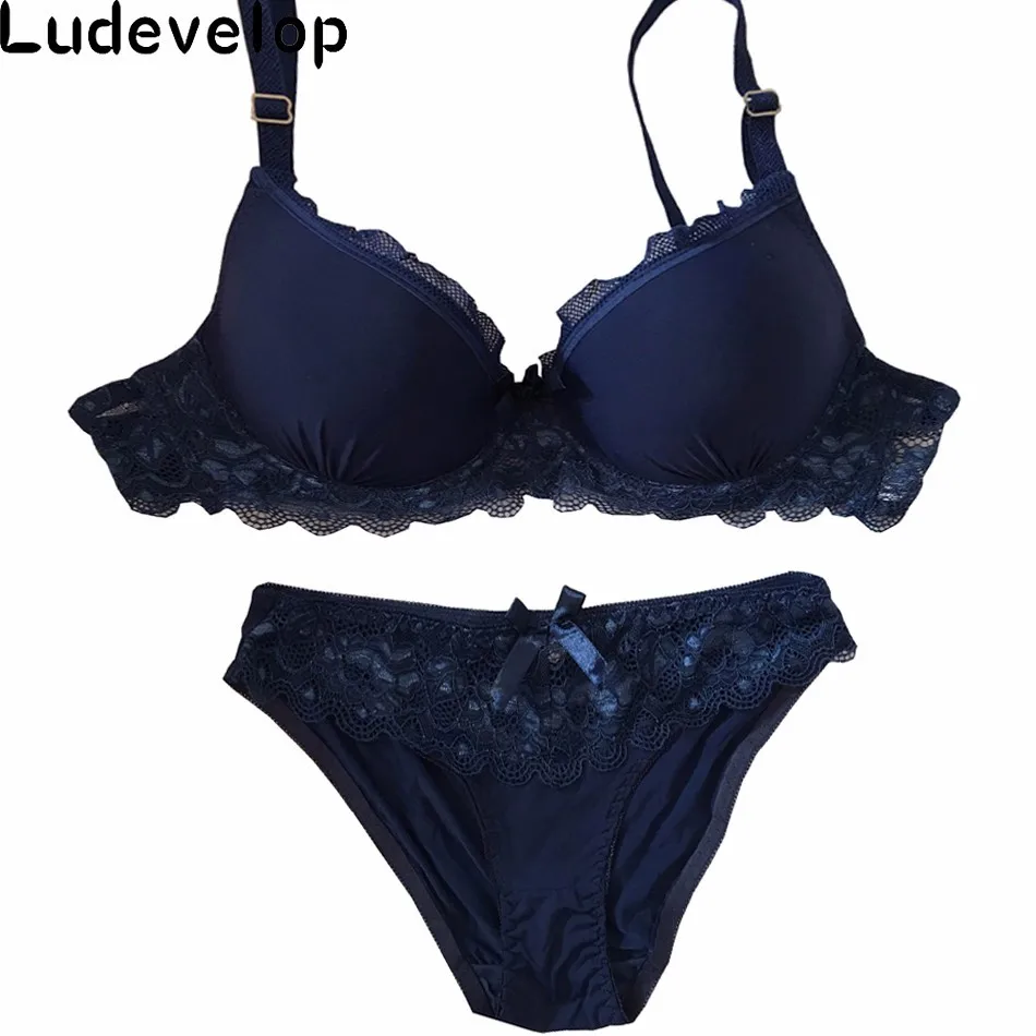 Ludevelop New arrival Big Size Bra Set 40-48CD Cup Women Push Up Lace Bra Brief Sets Sexy Brassiere Dentelle Femme Underwear Set