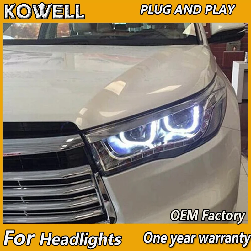 

KOWELL Car Styling for Toyota Highlander Headlights 2014-2015 New Kluger LED Headlight drl Lens Double Beam H7 HID Xenon